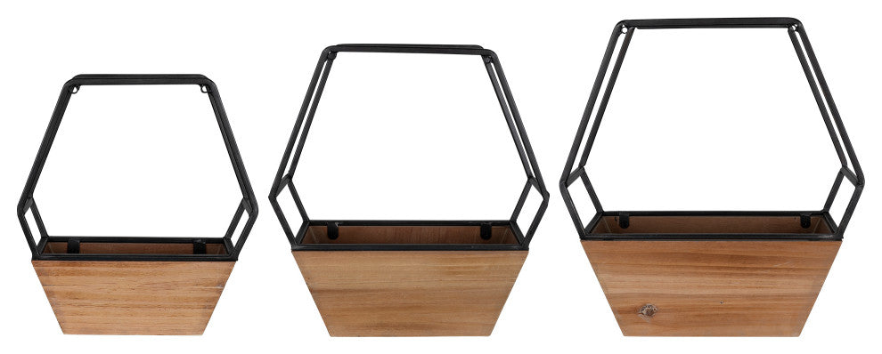 Set of 3 Boho Cool Hexagon Wall Planters