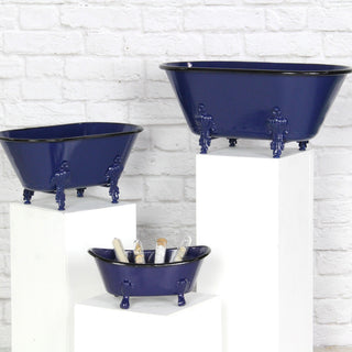 Lavande Metal Fleur-de-Lis  Mini Tub Decor - Navy Blue