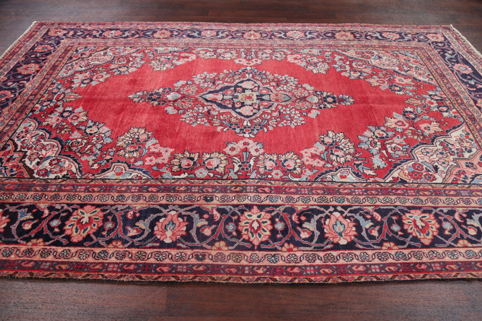 Consigned, Oriental Vintage Traditional Handmade Persian Area Rug, Red, 7x10