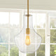 Watts 10.5" Glass, Metal LED Pendant, Brass Gold/Clear, Width: 10.5"