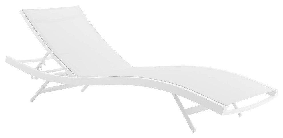 Glimpse Outdoor Patio Mesh Chaise Lounge Chair, White White