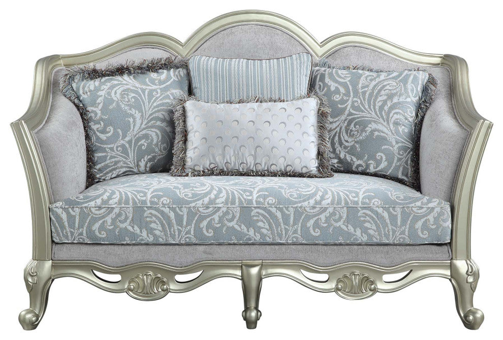 Linen Upholstery Loveseat, Light Gray