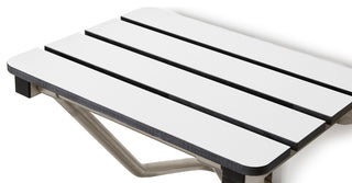 Phenolic White 3" Slats Folding Wall Mount Shower Seat Bench, ADA Compliant, 22"