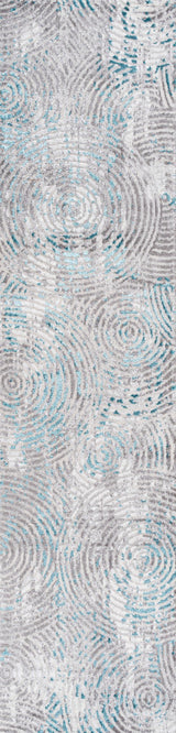 Timeworn Modern Abstract Area Rug, Gray/Turquoise, 2'x10'