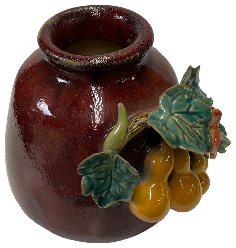 Chinese OxBlood Red Glaze Dimensional Flower Gourd Motif Vase Hws3062