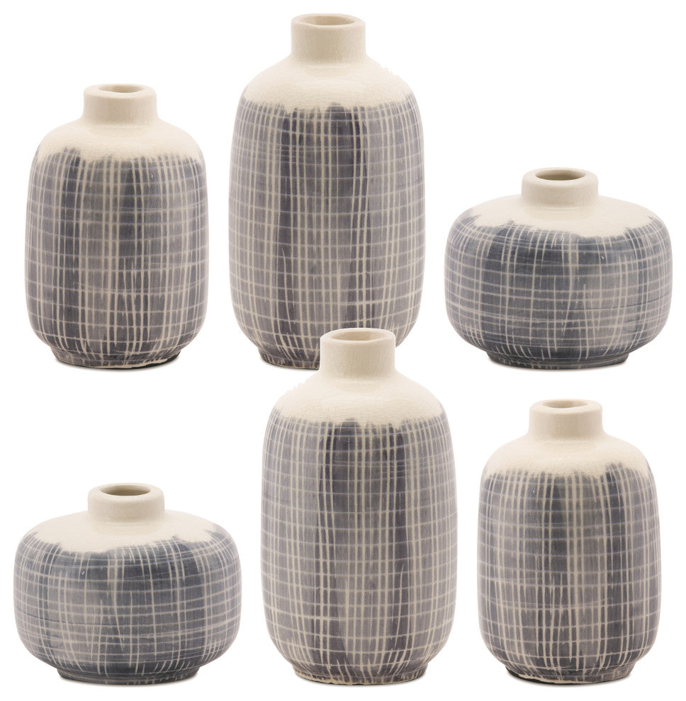 Mini Vase, 6-Piece Set, 3.5"H, 5.25"H, 6.25"H Terra Cotta