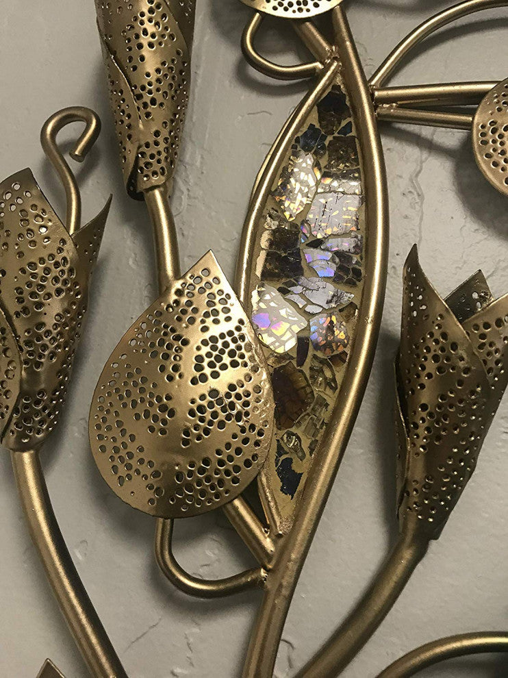 DecorShore Gold Blue Bird Metal Decorative Wall Art