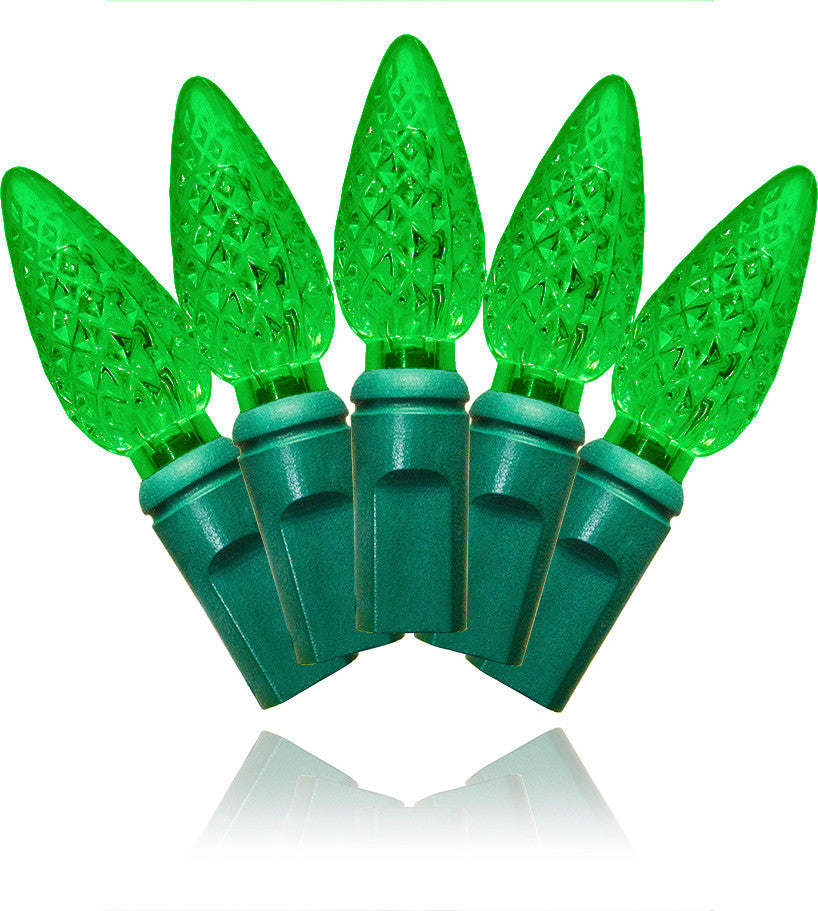 70-Piece C6 Faceted Green LED Light Set With In-Line Rectifer