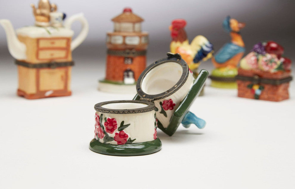 Porcelain Trinket 6-Piece Accessory Box Set, White/Multi