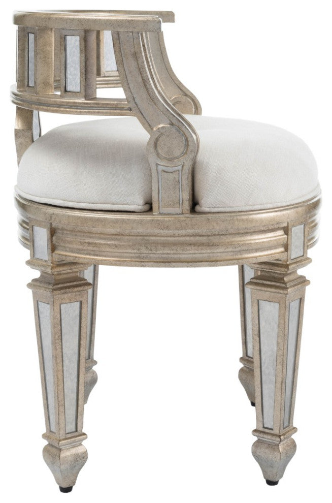 Mirrored Crescent Vanity Stool