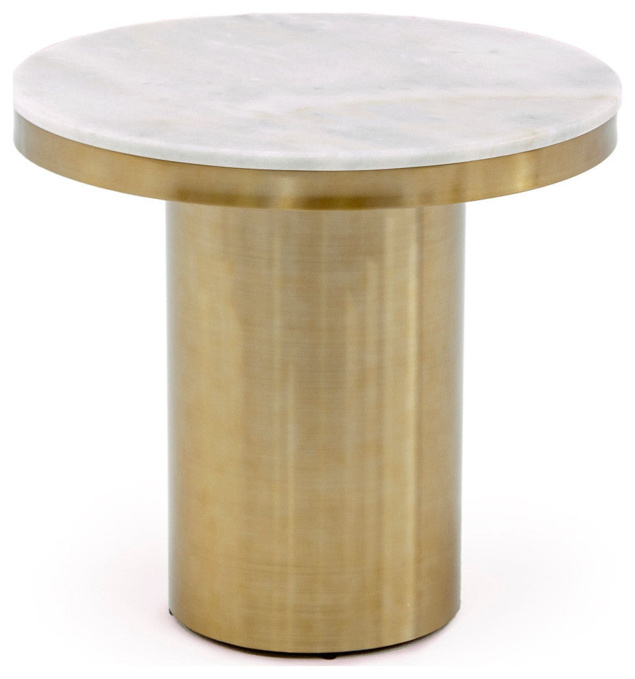 Modrest Rocky Glam White and Gold End Table