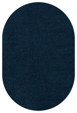 Haze Solid Low-Pile Runner Rug, Navy, 4 X 6 Oval