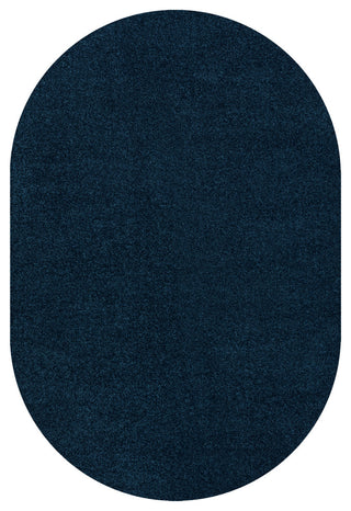 Haze Solid Low-Pile Runner Rug, Navy, 4 X 6 Oval