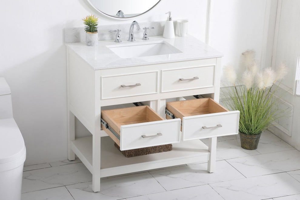 Skylar 36" Single Bathroom Vanity, White, With Backsplash