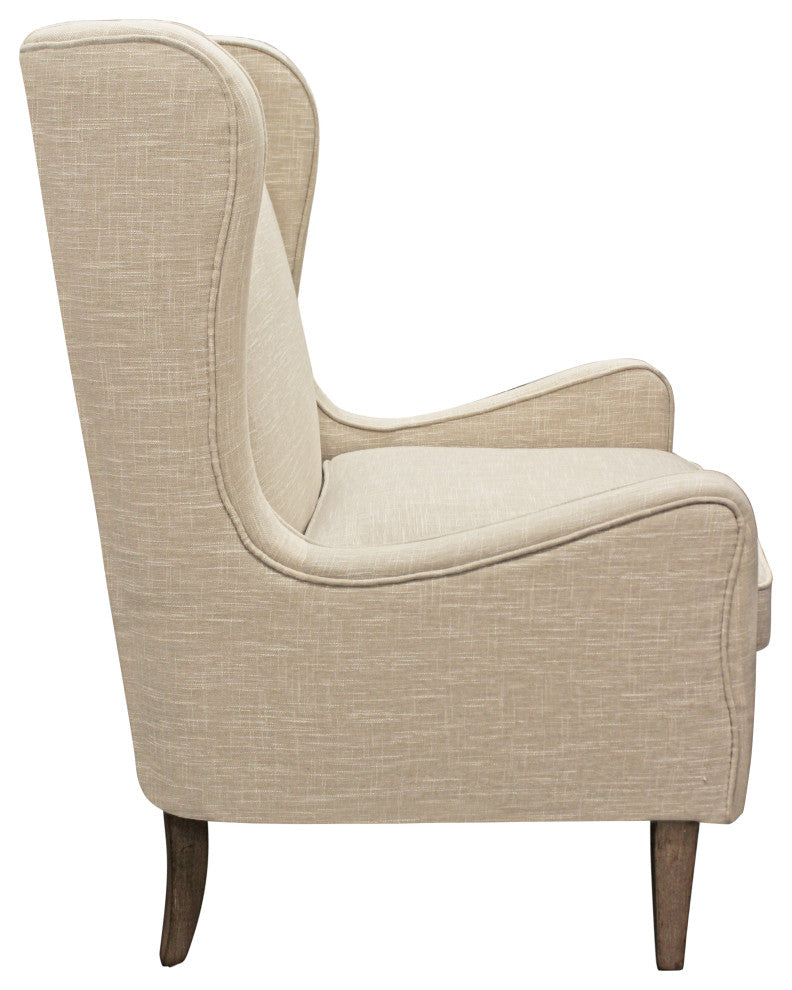 Boulter Lounge Chair with Solid Wooden Legs in Natural Linen Fabric