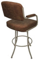 Swivel Counter Metal Bar Stool, Pecan Brown Vinyl - Beige, 26"