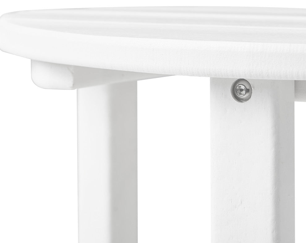 Adirondack Round Outdoor Side Table, White