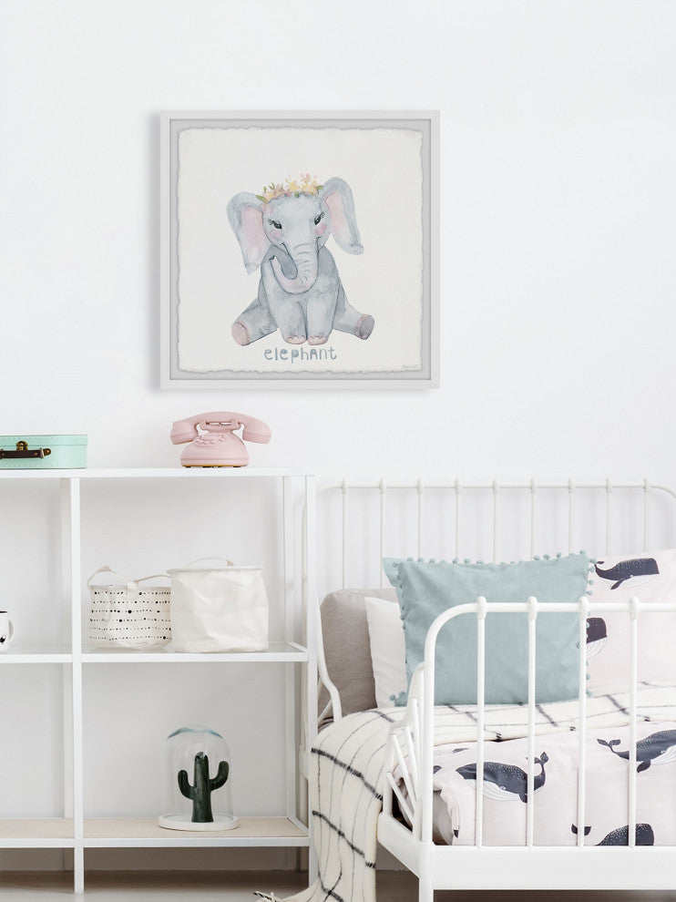 "The Elephant Squat" Framed Painting Print, 12x12