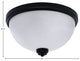 16" 3-Light Flush Mount Light, Matte Black, White Marble Glass
