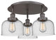 Bell-3 Light 20" Flush Mount-Oil Rubbed Bronze, Seedy Glass Shade