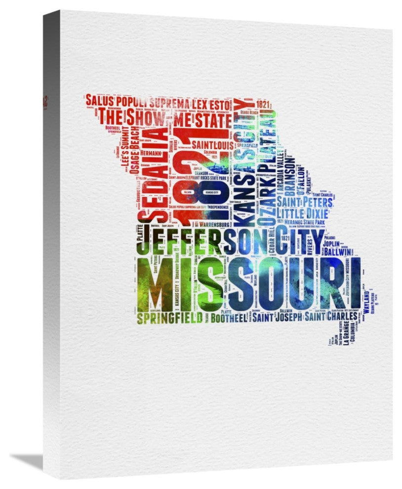 "Missouri Watercolor Word Cloud" Fine Art Print
