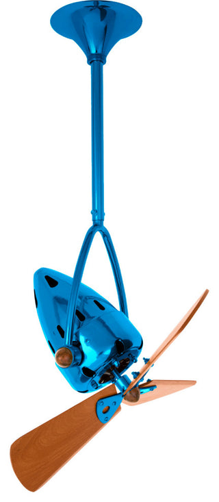 Jarold Direcional Directional Ceiling Fan With Mahogany Blades, Light Blue