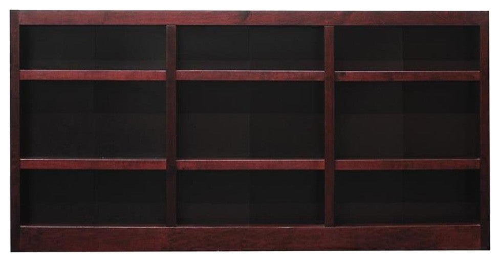 Bowery Hill Traditional 36" Tall 9-Shelf Triple Wide Wood Bookcase in Cherry