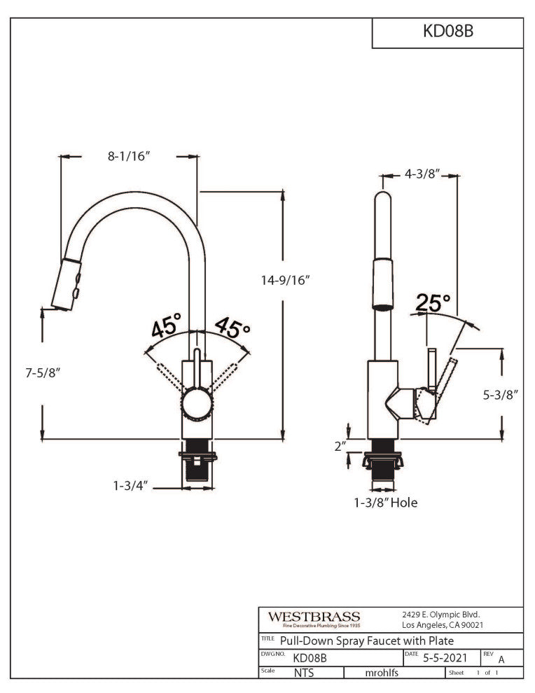 Kitchen Faucet Pull Down Dual Spray Hand Shower, Stainless Steel