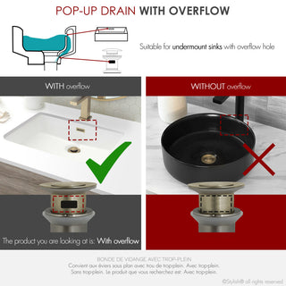 STYLISH Brushed Gold Pop-Up Bathroom Sink with Overflow