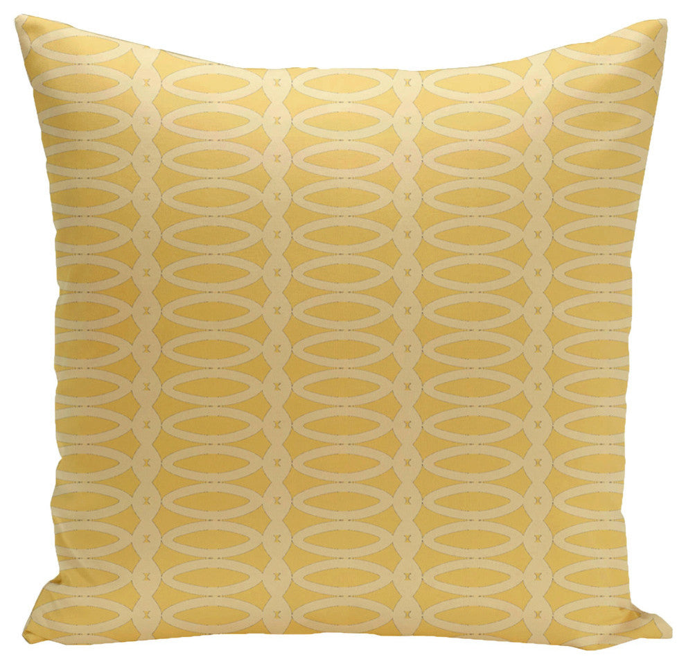 Geometric Decorative Outdoor Pillow, Lemon Soft Lemon, 20"x20"
