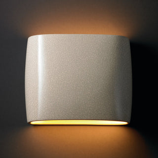 Ambiance Wide ADA Oval Wall Sconce, White Crackle, Incandescent