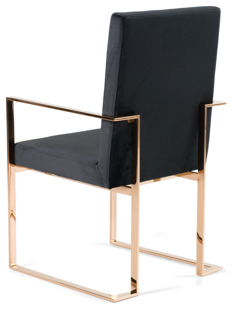 Modrest Trea Modern Black Velvet and Rosegold Dining Chair