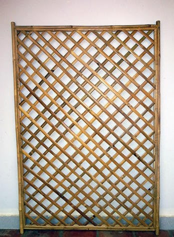 Framed Bamboo Lattice Panel, Diamond Opening Pattern