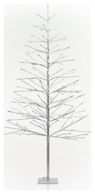 60"H Indoor/Outdoor Christmas Tree with Multi-Colored LED Lights, Silver