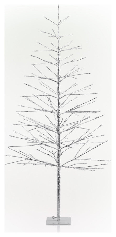 60"H Indoor/Outdoor Christmas Tree with Multi-Colored LED Lights, Silver