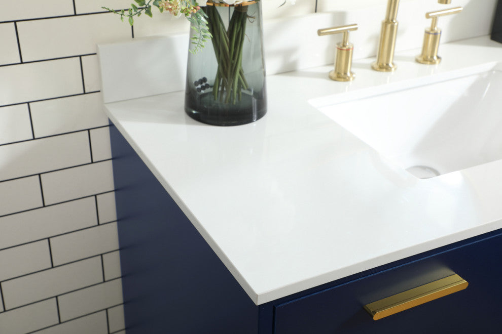 Home Living 42" Bathroom Vanity, Blue With Backsplash