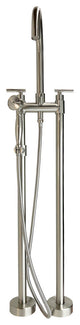 CastelloUSA Saturn Double Handle Clawfoot Tub Filler Faucet, Brushed Nickel, Float Handle