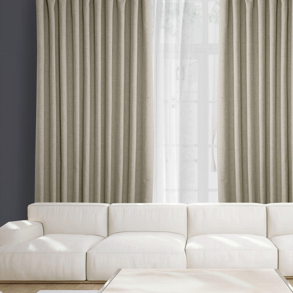 Faux Linen Extra Wide Room Darkening Curtain Single Panel, Oatmeal, 100"x84"