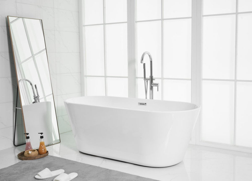 Owen 65" Soaking Roll Top Bathtub, Glossy White