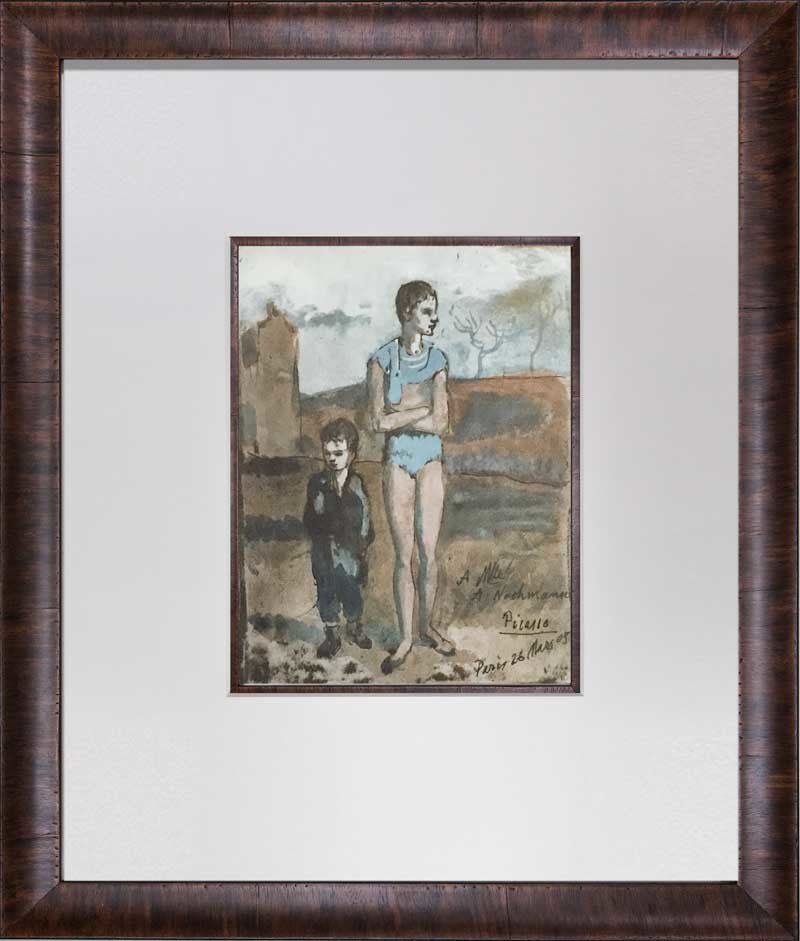 Pablo Picasso Lithograph Limited Edition "Harlequin and Boy" + Custom Frame