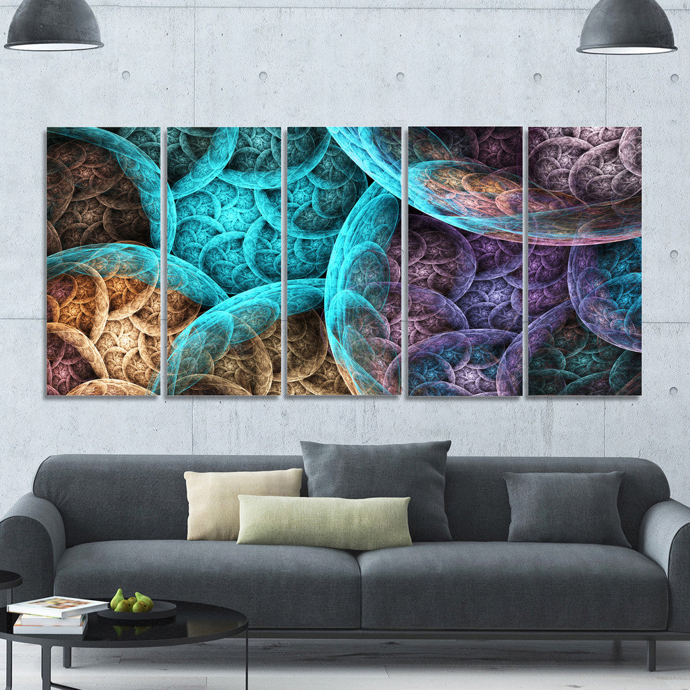 Colorful Dramatic Clouds, Abstract Art on Canvas, 60"x28", 5 Panels