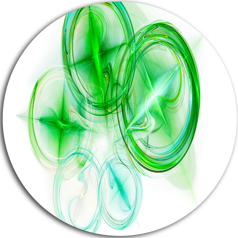 Green Fractal Desktop Wallpaper, Abstract Disc Metal Wall Art, 23"