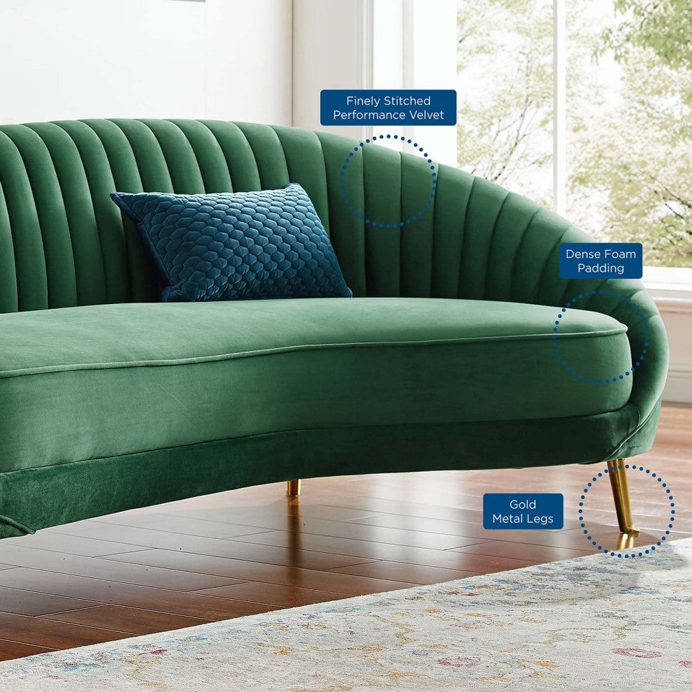 Tufted Sofa, Velvet, Green, Modern, Living Lounge Room Hotel Lobby Hospitality