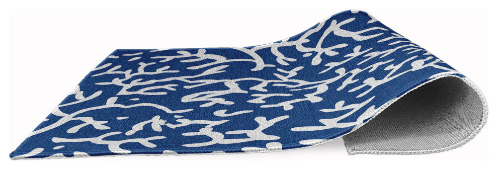 Seaweed Nautical & Coastal Chenille Area Rug, Nautical Navy, 4'x6'