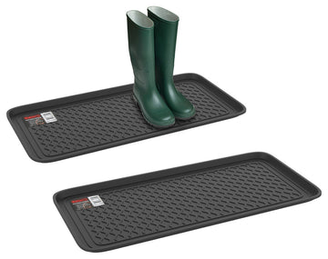 2 Large All-Weather Indoor/Outdoor Boot Tray Weather-Resistant Plastic Shoe Mat