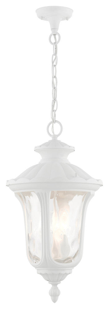 Textured White Traditional, Victorian, Sculptural, Outdoor Pendant Lantern