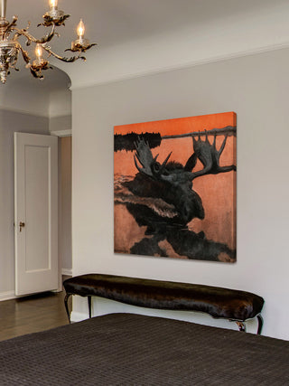 "Swimming Moose" Painting Print on Wrapped Canvas