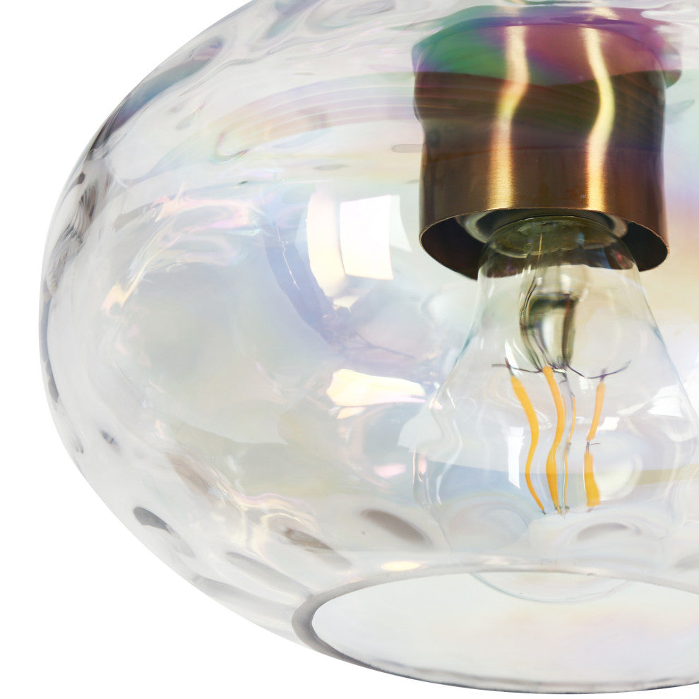 LNC Chrysaorican 3-Light Modern Iridescent Globe Glass Kitchen Island Light