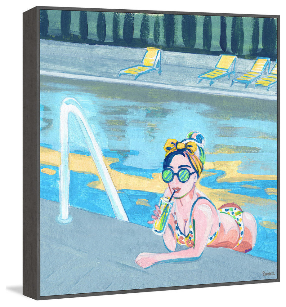"Bow in the Pool" Floater Framed Painting Print on Canvas, 48"x48"
