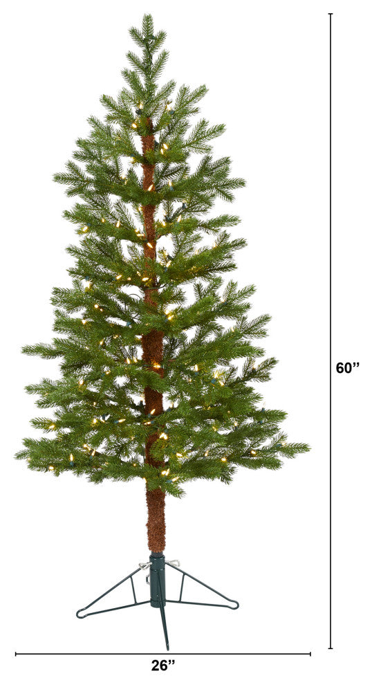 5' Fairbanks Fir Faux Xmas Tree W/Warm, Multifunction Lights & Bendable Branches